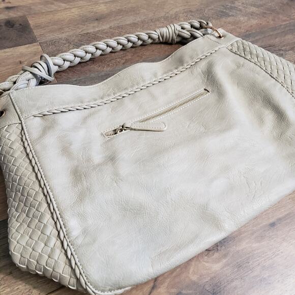 Urban Expressions Vegan Leather Lattis Shoulder Purse Handbag Taupe - Picture 6 of 12